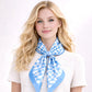 Madeline Love Blue Abstract Wavy Square Print Square Bandana Scarf - Scarves & Wraps