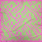 Madeline Love Pink&Green Abstract Wavy Square Print Square Bandana Scarf - Scarves & Wraps - desc