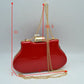 Glossy Hard Shell Clutch with Rhinestone Clasp and Chain Strap - Clutch Bags