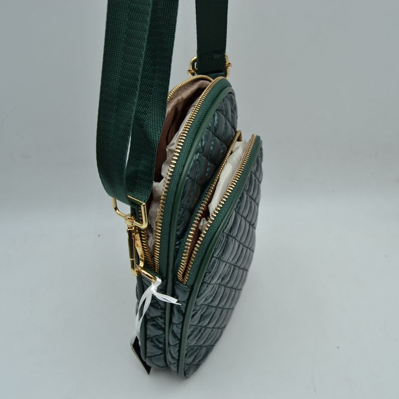Quilted Puffer Crossbody Bag Multi-Zip Shoulder Bag with Adjustable Strap - Crossbody Bags
