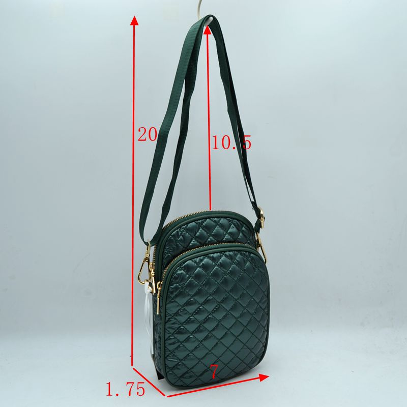 Quilted Puffer Crossbody Bag Multi-Zip Shoulder Bag with Adjustable Strap - Crossbody Bags
