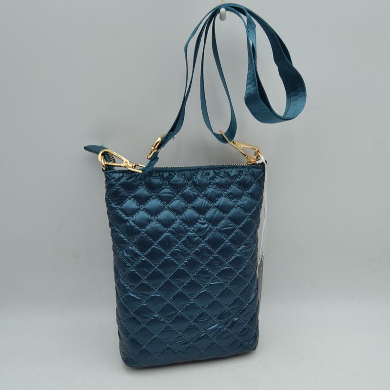 Quilted Vertical Crossbody Pouch Bag with Front Snap Pocket - Cross Body Bag