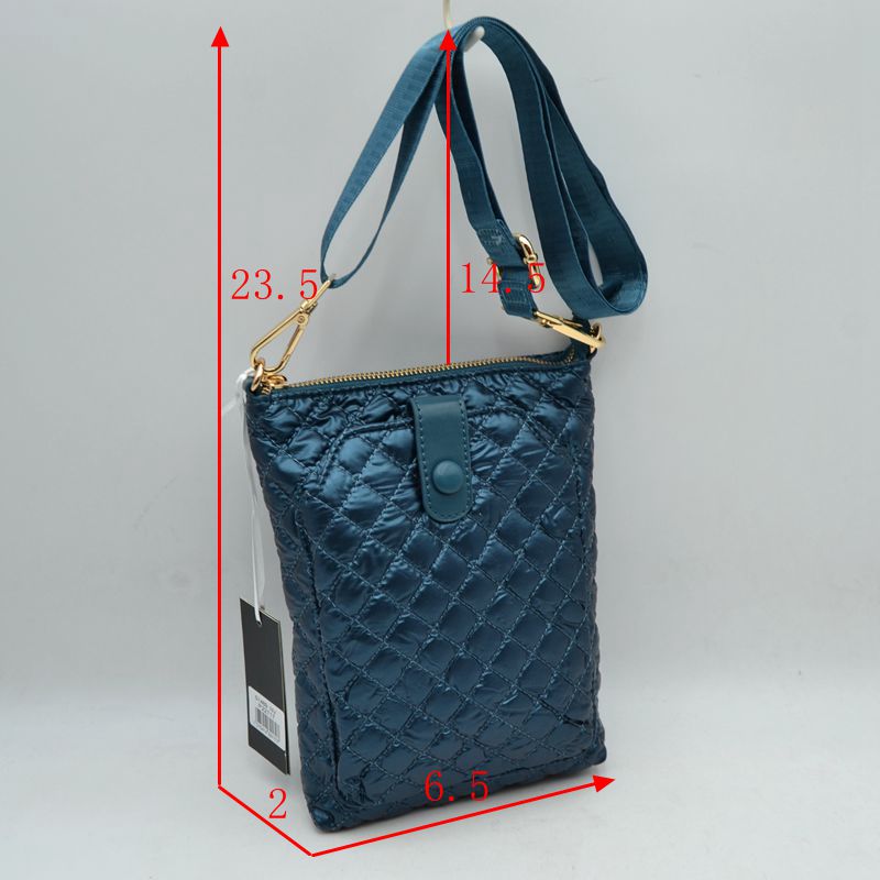 Quilted Vertical Crossbody Pouch Bag with Front Snap Pocket - Cross Body Bag