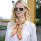 Madeline Love Orange Vintage Botanical Floral Print Square Bandana Scarf - Scarves & Wraps - desc