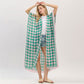 Madeline Love Pink&Green Houndstooth Print Open Front Long Kimono Poncho - Jewelry