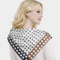 Madeline Love Black Classic Polka Dot Pattern Print Square Bandana Scarf - Scarves & Wraps