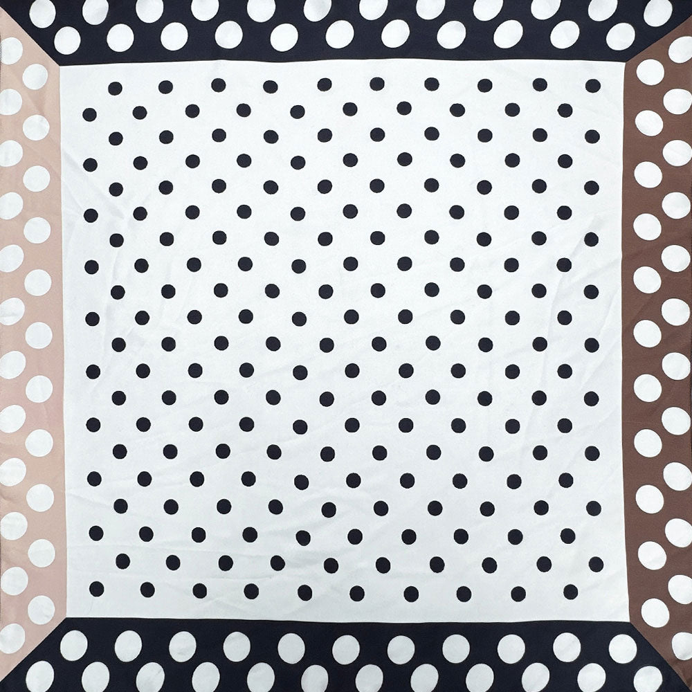Madeline Love Black Classic Polka Dot Pattern Print Square Bandana Scarf - Scarves & Wraps - desc