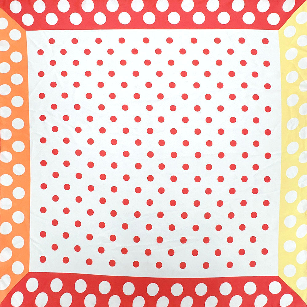 Madeline Love Orange Classic Polka Dot Pattern Print Square Bandana Scarf - Scarves & Wraps