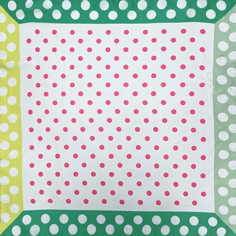 Madeline Love Pink&Green Classic Polka Dot Pattern Print Square Bandana Scarf - Scarves & Wraps - desc