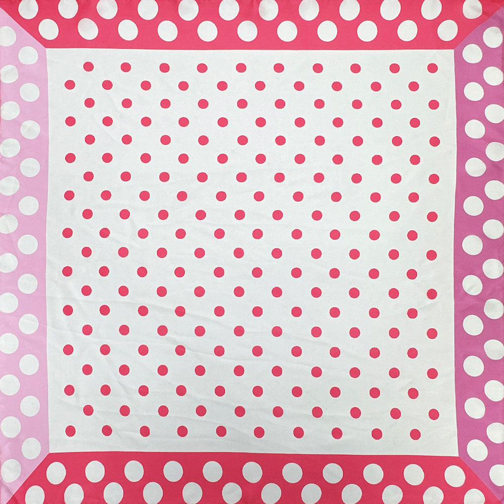 Madeline Love Pink Classic Polka Dot Pattern Print Square Bandana Scarf - Scarves & Wraps - desc