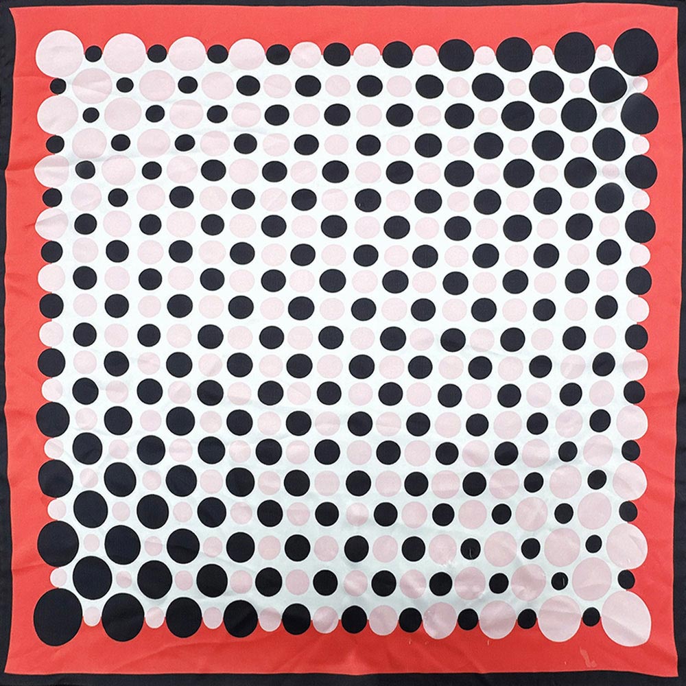 Madeline Love Black Retro Dot Pattern Print Square Bandana Scarf - Scarves & Wraps
