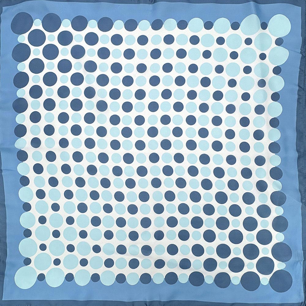 Madeline Love Blue Retro Dot Pattern Print Square Bandana Scarf - Scarves & Wraps - desc