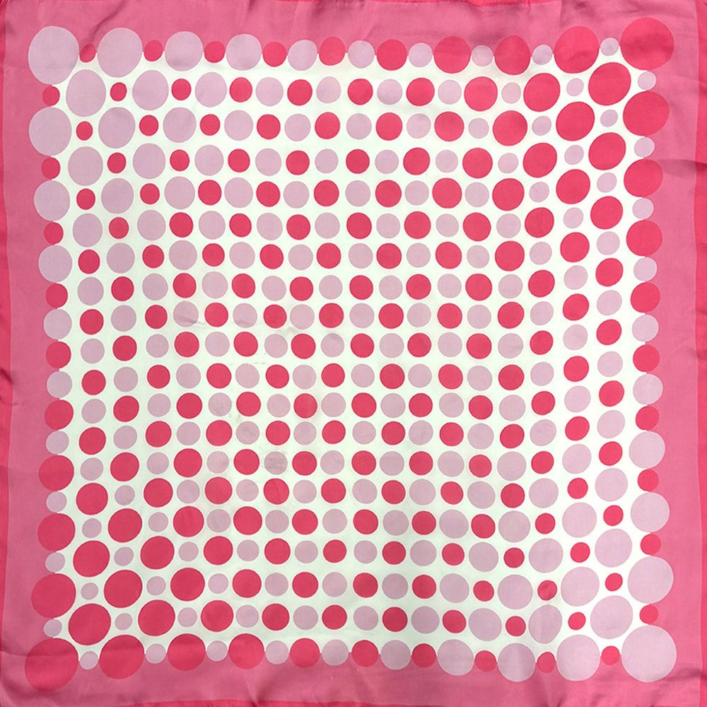 Madeline Love Pink Retro Dot Pattern Print Square Bandana Scarf - Scarves & Wraps - desc
