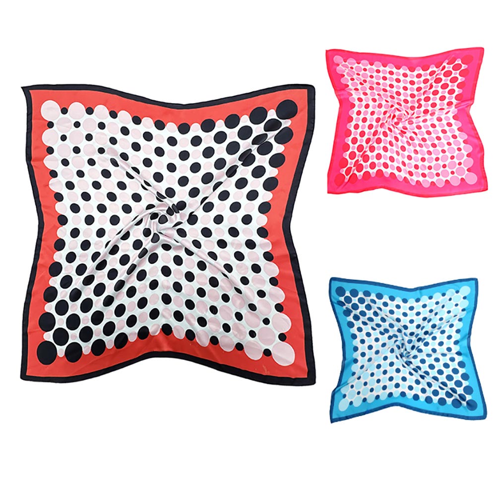 Madeline Love Pink Retro Dot Pattern Print Square Bandana Scarf - Scarves & Wraps - extra