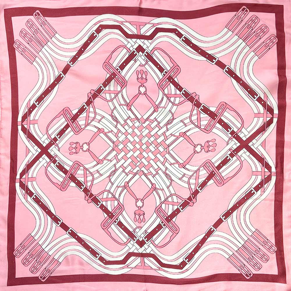 Madeline Love Pink Maze Equestrian Harness Print Square Bandana Scarf - Scarves & Wraps - desc