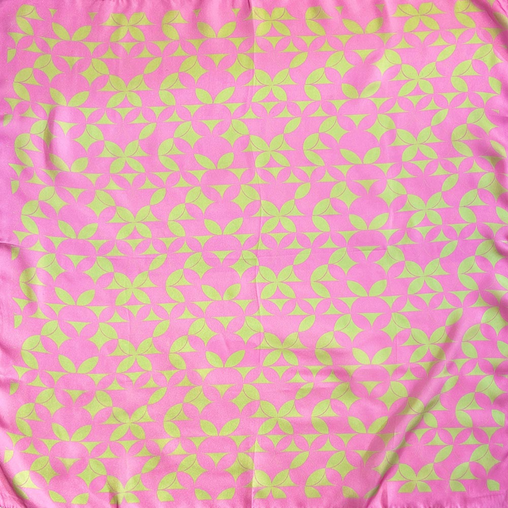 Madeline Love Pink&Green Retro Geometric Pattern Print Square Bandana Scarf - Scarves & Wraps - desc