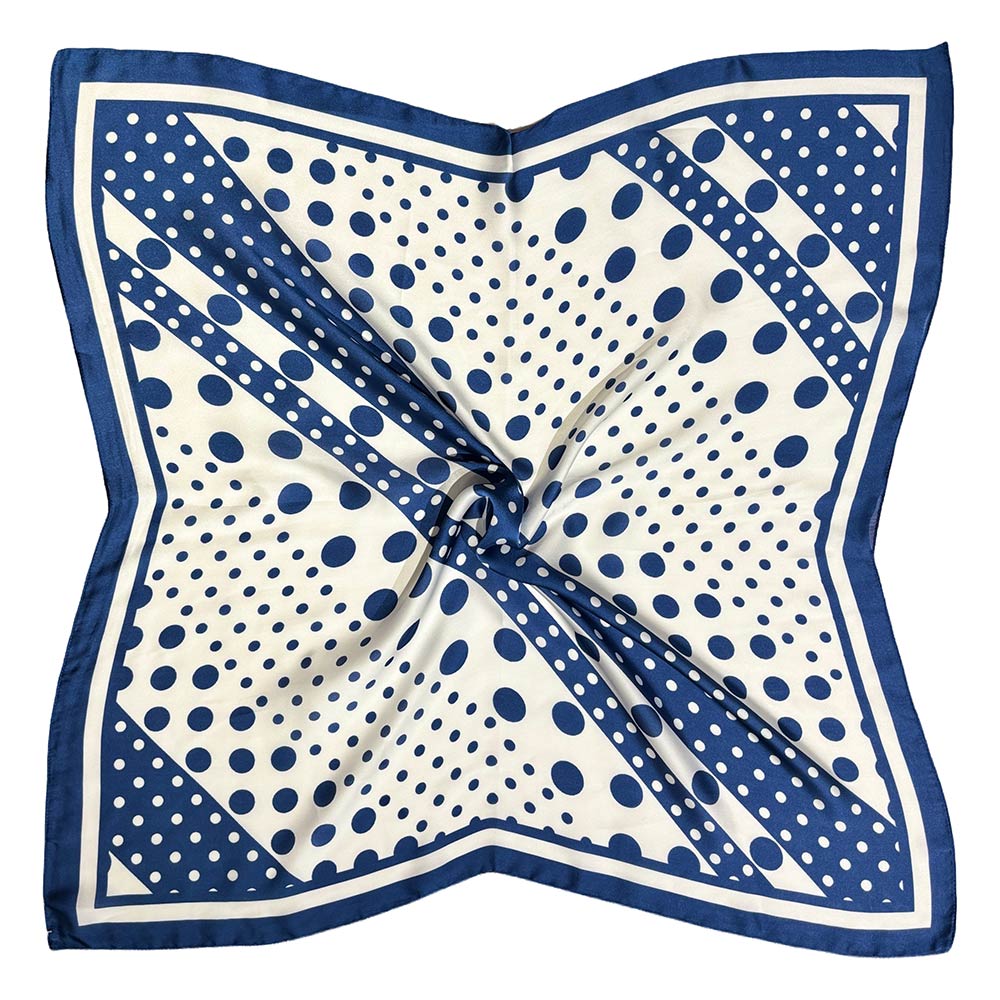 Madeline Love Blue Polka Dot Print Square Bandana Scarf - Scarves & Wraps - desc