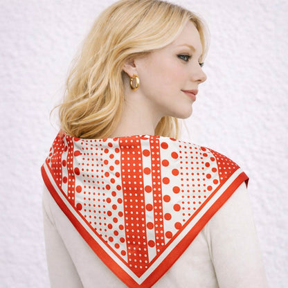 Madeline Love Red Polka Dot Print Square Bandana Scarf - Scarves & Wraps