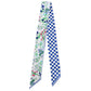 Madeline Love Blue Check Floral Silk Feel Twilly Skinny Scarf - Scarves & Wraps - desc