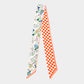 Madeline Love Orange Check Floral Silk Feel Twilly Skinny Scarf - Scarves & Wraps