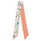 Madeline Love Orange Check Floral Silk Feel Twilly Skinny Scarf - Scarves & Wraps - desc