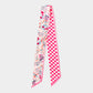 Madeline Love Pink Check Floral Silk Feel Twilly Skinny Scarf - Scarves & Wraps