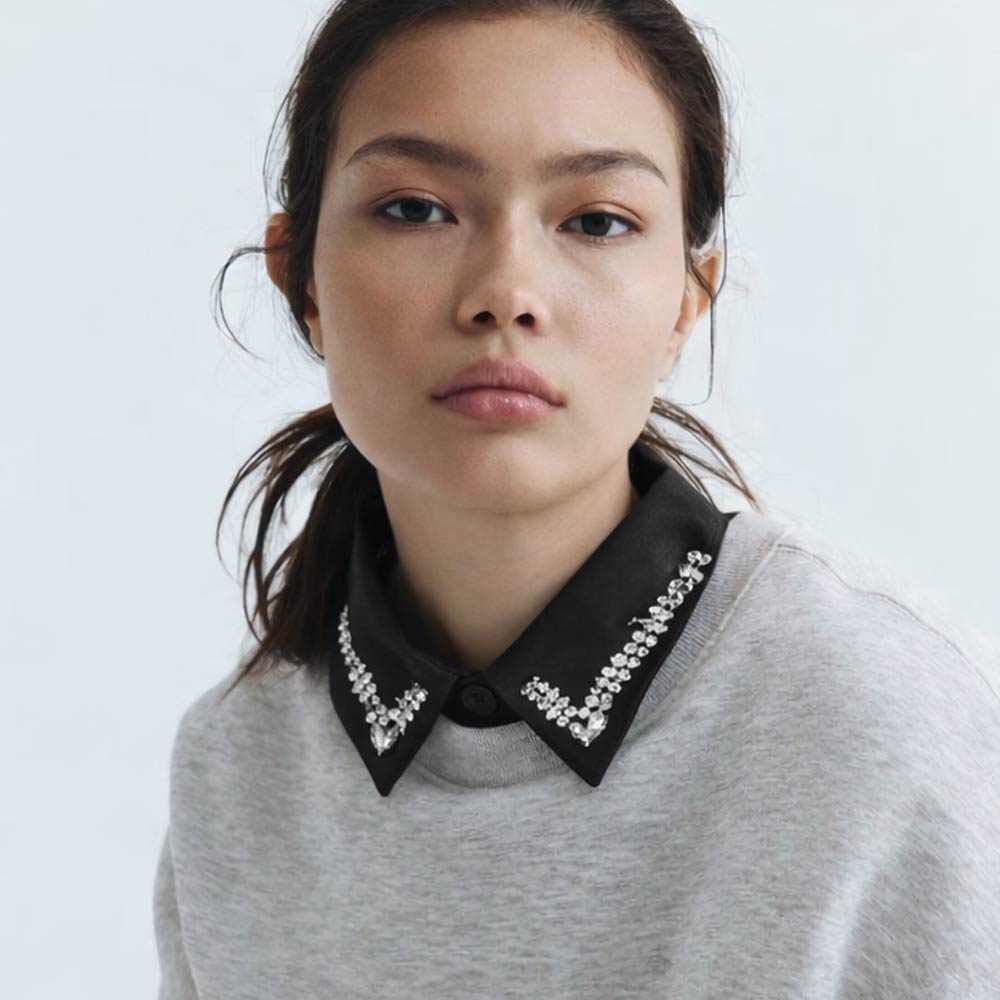 Madeline Love Black Rhinestone Collar Detachable Shirt Insert - Hair Accessories - extra