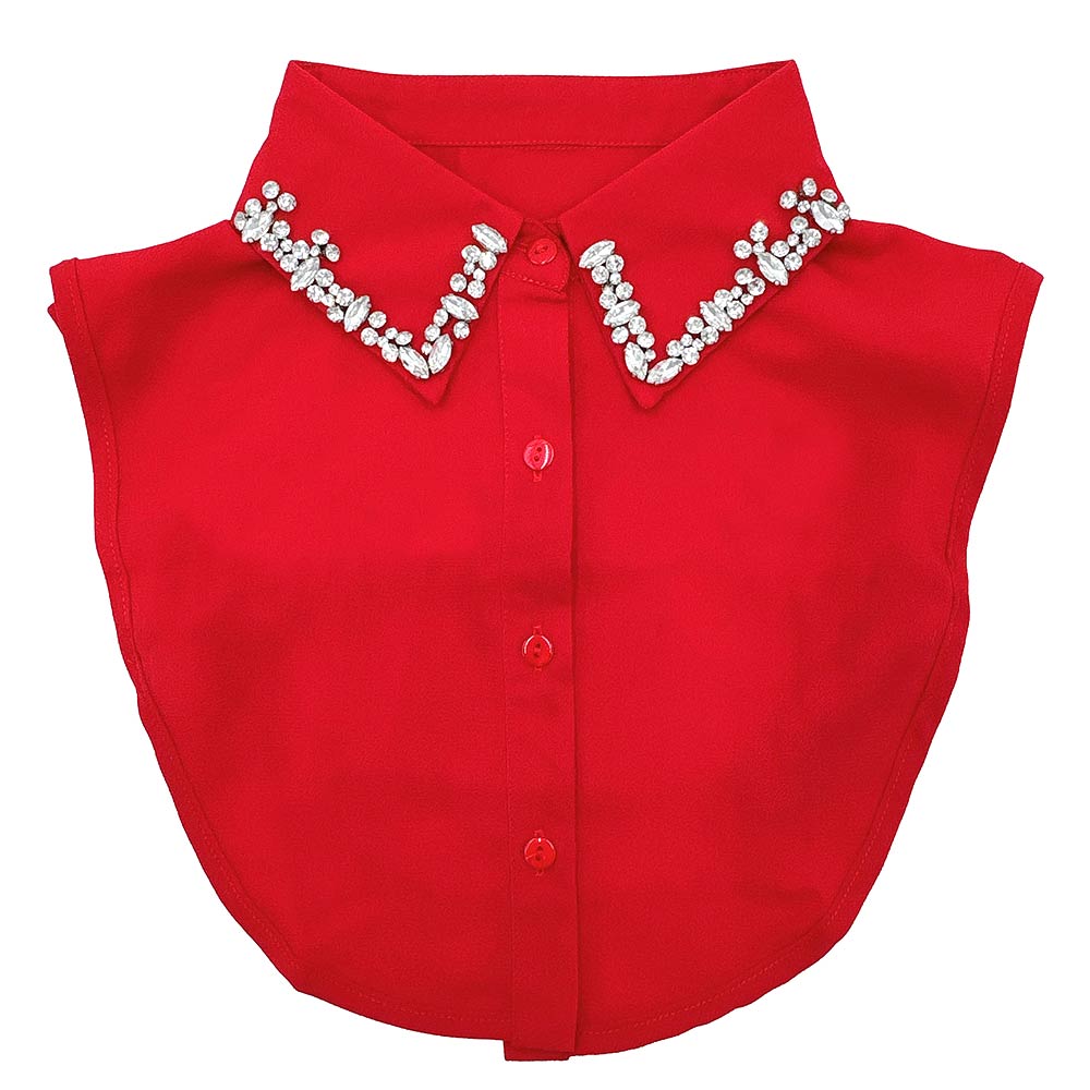 Madeline Love Red Rhinestone Collar Detachable Shirt Insert - Hair Accessories - desc
