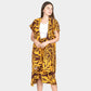 Madeline Love Brown Leaf Patterned Cover Up Kimono Poncho - Apparel