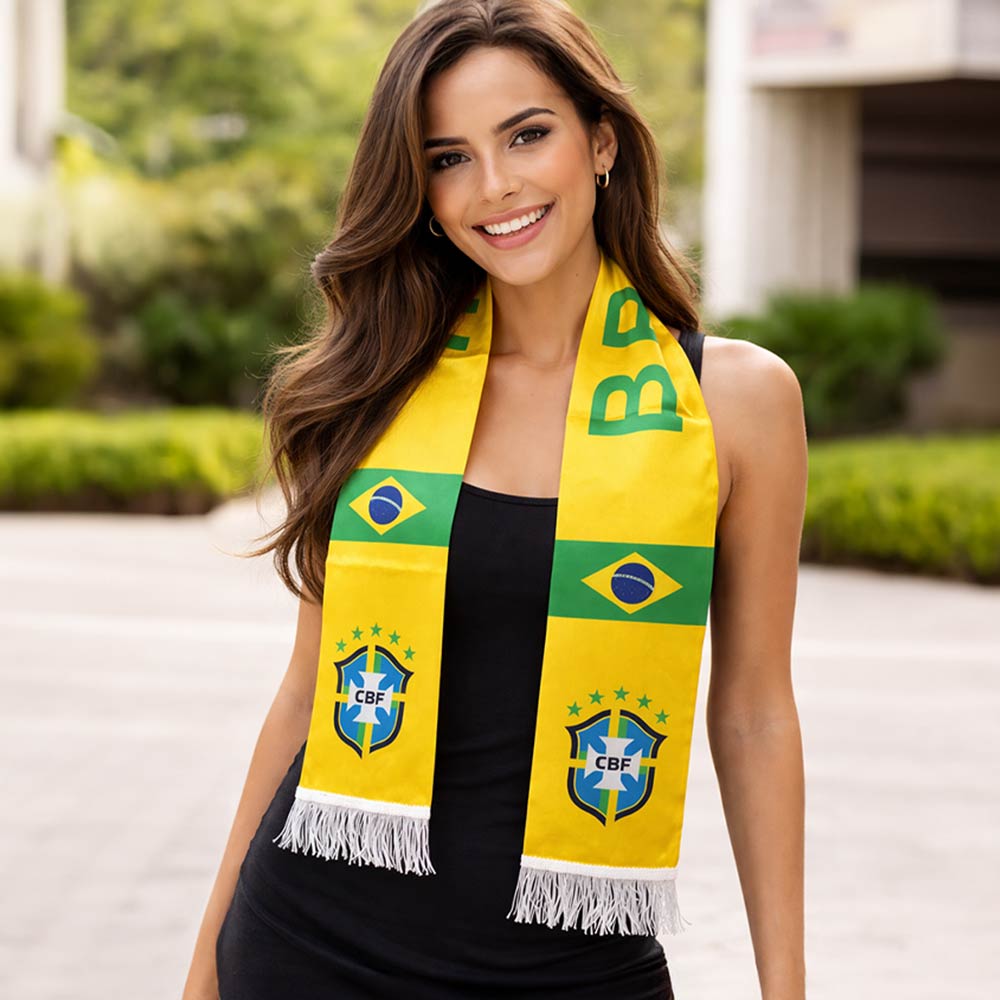 Madeline Love Green, Yellow Brazil National Team World Cup  Soccer Fan Fringe Scarf - Sports & Events