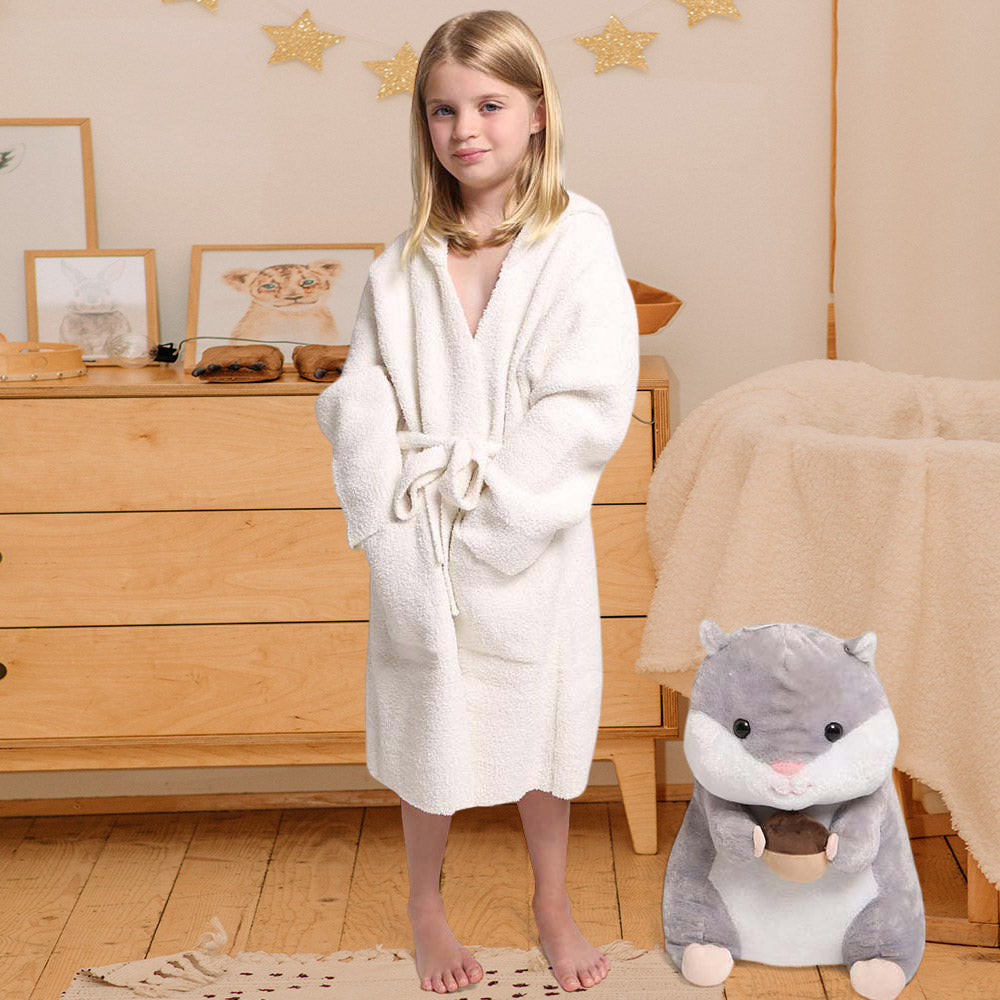 Ivory Kids Solid Color Hooded Cozy Robe
