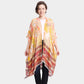 Madeline Love Orange Leaf Patterned Cover Up Kimono Poncho - Apparel