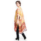Madeline Love Orange Leaf Patterned Cover Up Kimono Poncho - Apparel - extra