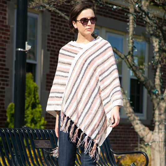 Pink Stripe Patterned Poncho