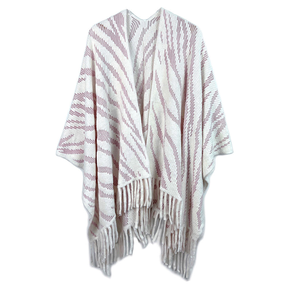 Madeline Love Ivory Zebra Patterned Crochet Poncho - Hair Accessories - desc