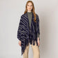 Madeline Love Navy Zebra Patterned Crochet Poncho - Hair Accessories