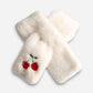 Madeline Love Red, White Faux Fur Plush Cherry Embroidered Pull Through Scarf - Hair Accessories - extra