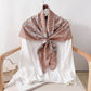 Madeline Love Taupe, White Silk Feel Rose Print Square Scarf - Scarves & Wraps