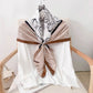 Madeline Love Beige, Brown Silk Feel Floral Pattern Print Square Scarf - Scarves & Wraps