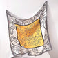 Madeline Love Gray, Mustard Silk Feel Floral Pattern Print Square Scarf - Scarves & Wraps