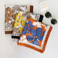 Madeline Love Turquoise, Yellow Silk Feel Floral Pattern Print Square Scarf - Scarves & Wraps - desc