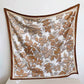 Madeline Love Brown, Gray Silk Feel Floral Pattern Print Square Scarf - Scarves & Wraps