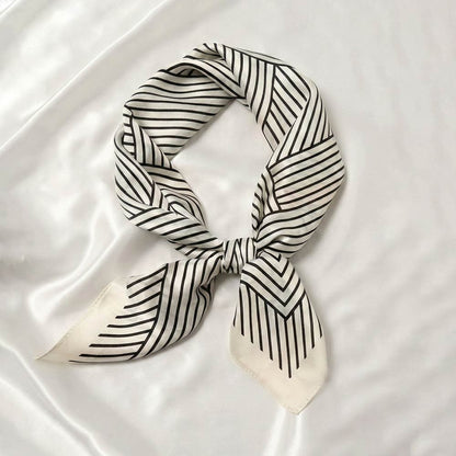 Madeline Love White Geometric Stripe Pattern Print Square Scarf - Scarves & Wraps
