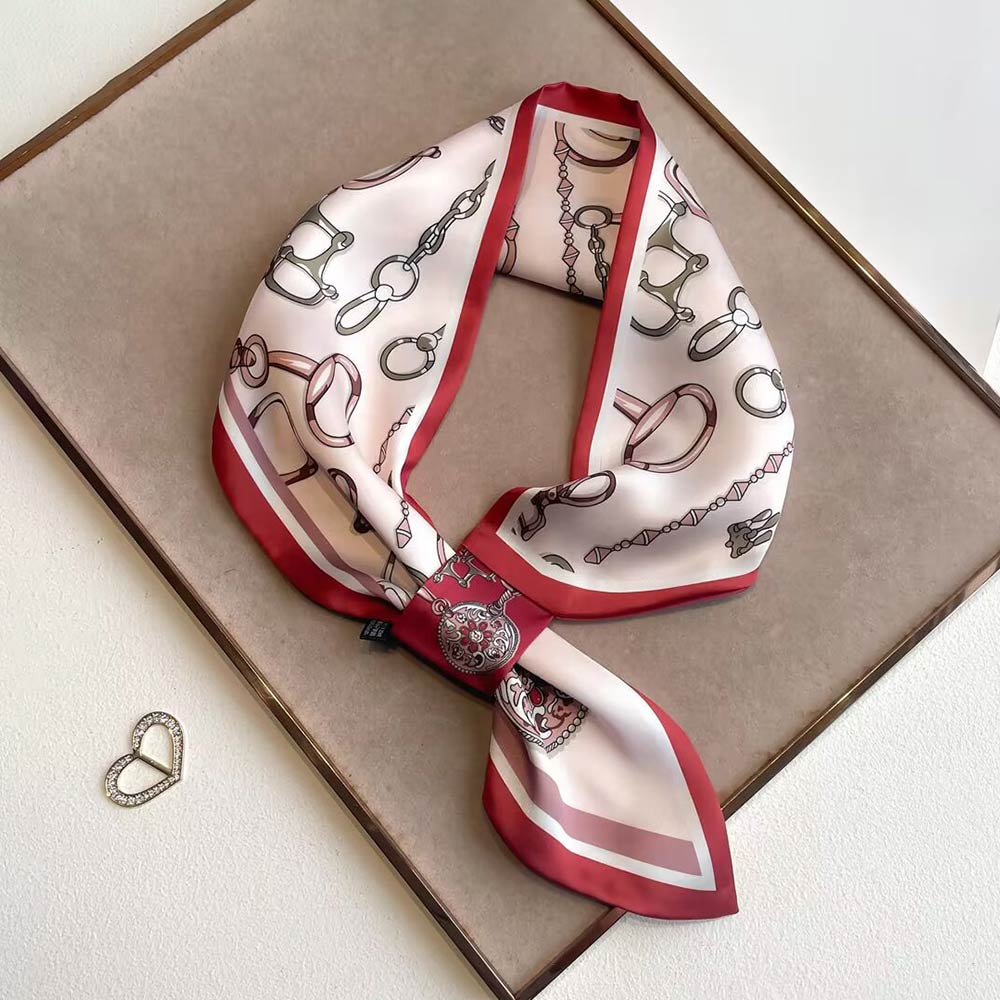 Madeline Love Pink, Rust Elegant Pattern Print Decorative Neck Scarf - Scarves & Wraps