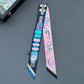 Madeline Love Blue, Dark Accessory Print Silky Twilly Skinny Scarf - Scarves & Wraps