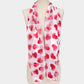 6PCS - Silk Feel Satin Striped Heart Patterned Scarf