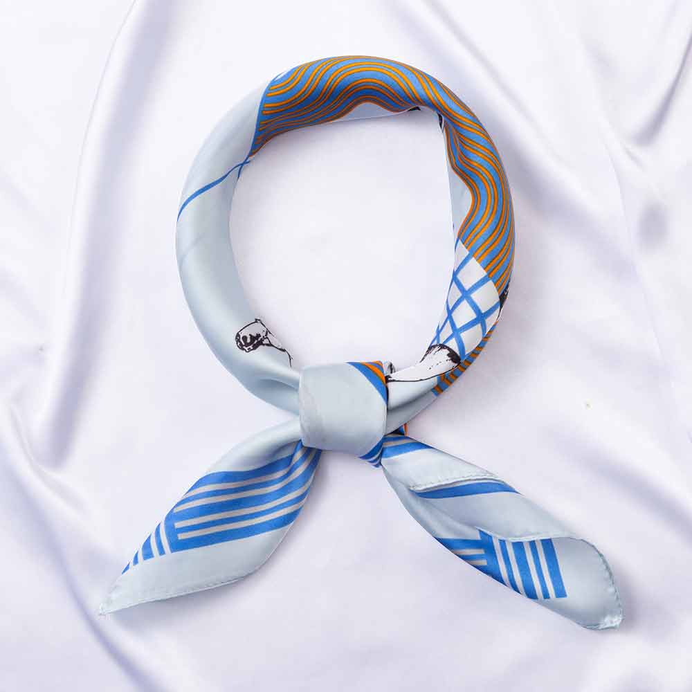 Madeline Love Blue Modern Horse Graphic Print Square Bandana Scarf - Scarves & Wraps
