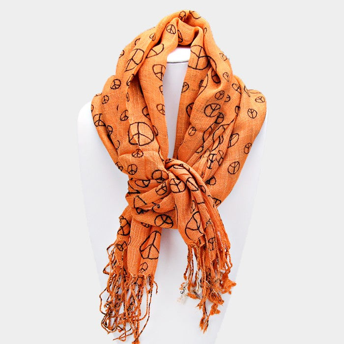 Madeline Love Orange Peace symbol scarf - Jewelry