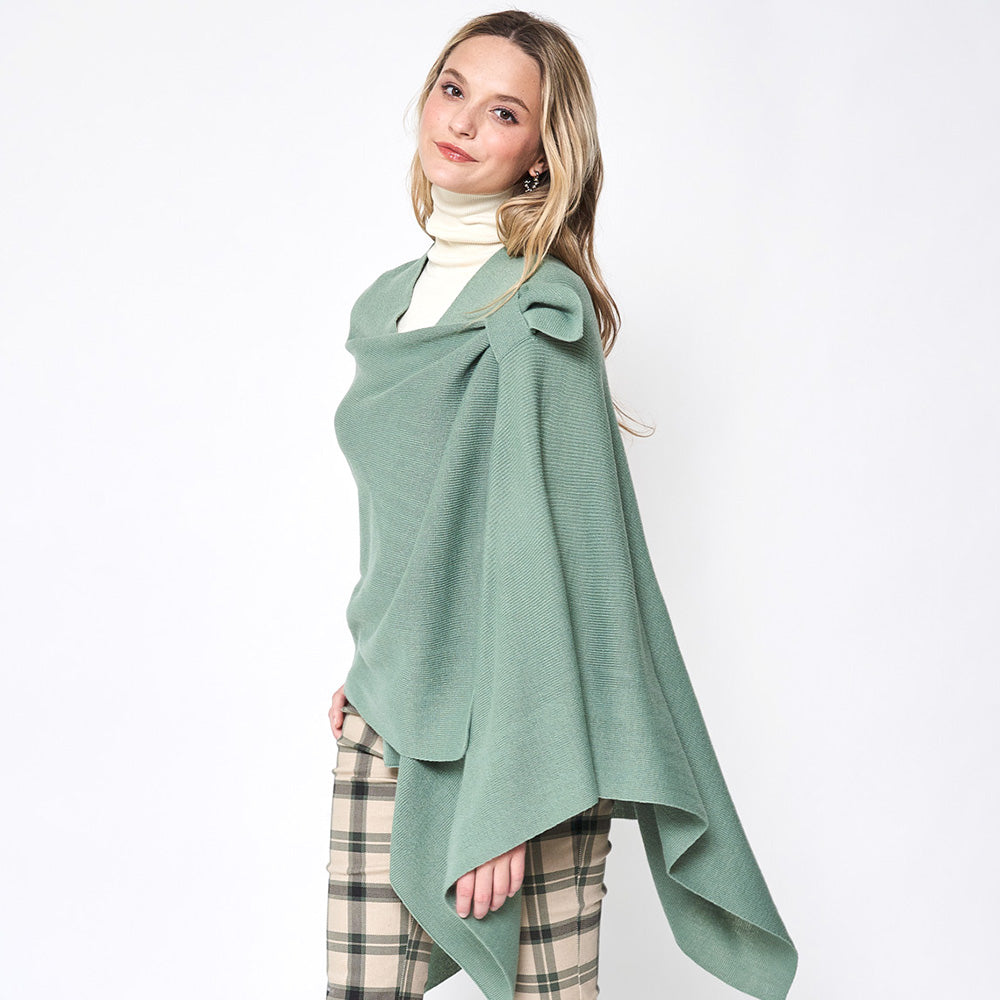 Mint Shoulder Strap Solid Ruana Poncho