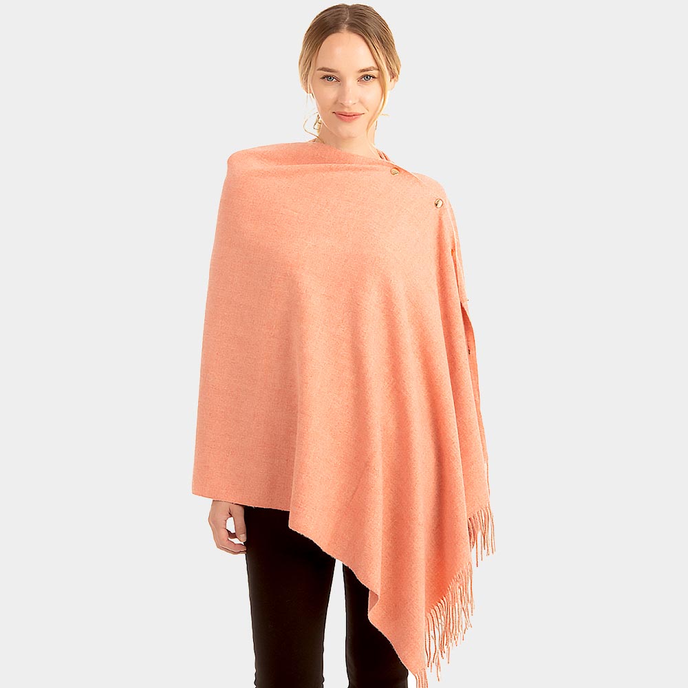 Pink Soft Feel Texture Solid Cape / Scarf